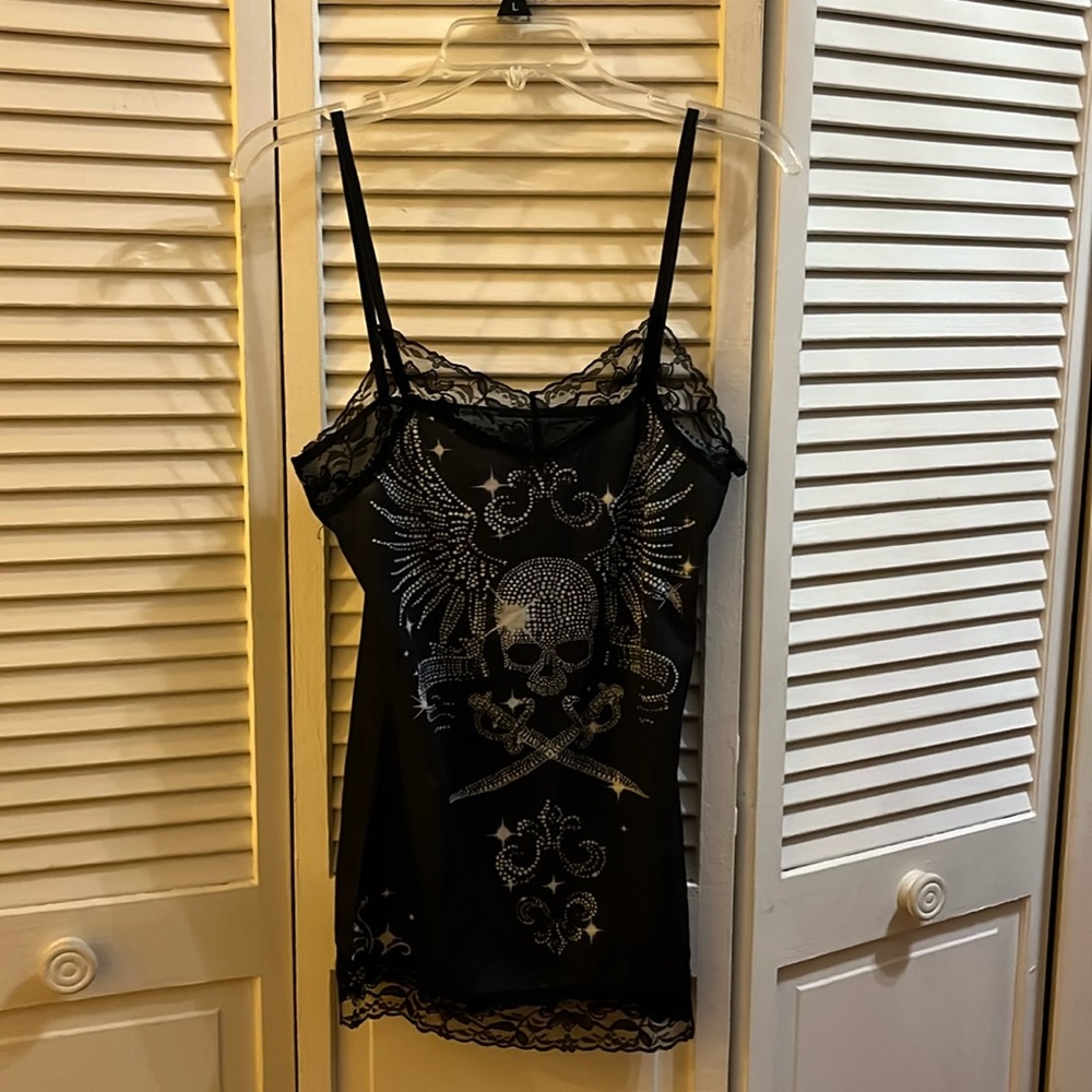 NWOT HALFHEART Black Skull Tunic/Dress Size S